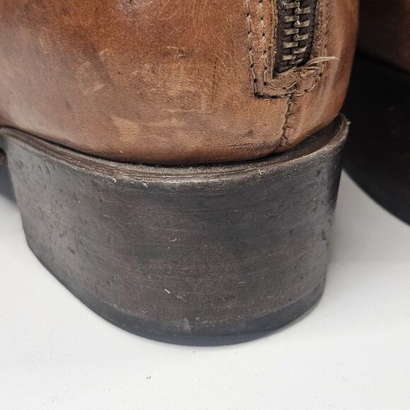 Freebird by Steven Phlow Size 10 Brown Two Tone Leather Ankle Heeled Booties Zip - Picture 11 of 12